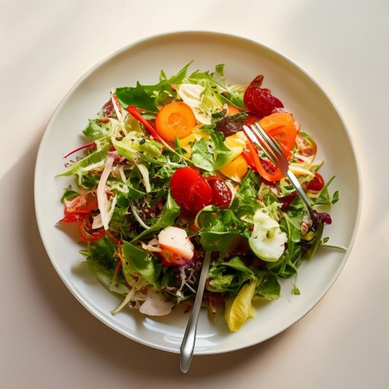 Ferdig tilberedt salat på plate