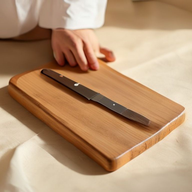 Treholdsskjæringsbrett med kniv